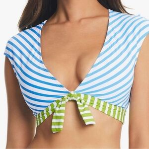 NWOT Bleu by Rod Beattie Cropped Swim Top Striped Sz 14